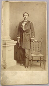 Standing portrait of Moreau Forrest in uniform, posed between a column and chair. Forrest worked as a general physician for patients in Maryland's Carroll and Baltimore Counties, but eventually gave up his medical practice and was appointed United States Marshal for the State of Maryland in 1844. He served as a marshal until 1850, and…