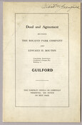 A pamphlet containing the deed and agreement between the Roland Park Company and its president, Edward H. Bouton, for the Guilford suburb of Baltimore, Maryland. The Roland Park Company had purchased the Arunah S. Abell estate named Guilford in 1911, and Bouton would go on to oversee the development of the neighborhood that would be…