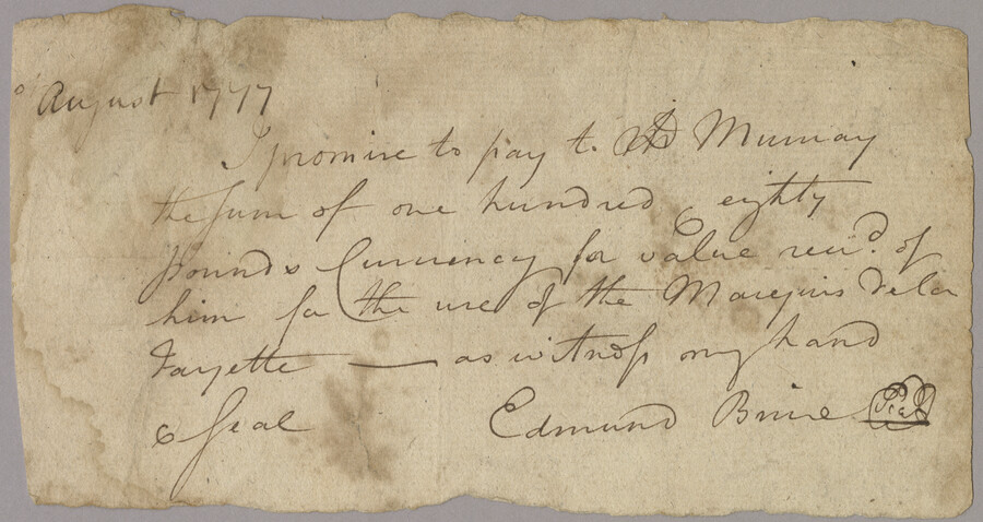 Promissory note from Edmund Brice to A. Murray — 1777-08
