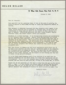 Letter from Helen Keller to John Bancroft asking for donations to the American Foundation for the Blind. The letter is typed on letterhead bearing Helen Keller's name along with the address 15 West 16th Street, New York 11, N. Y. Keller's name is signed in ink at the bottom.