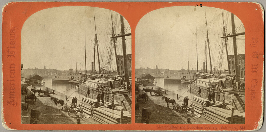 Stereoview of Spears Wharf and Federal Hill — circa 1880