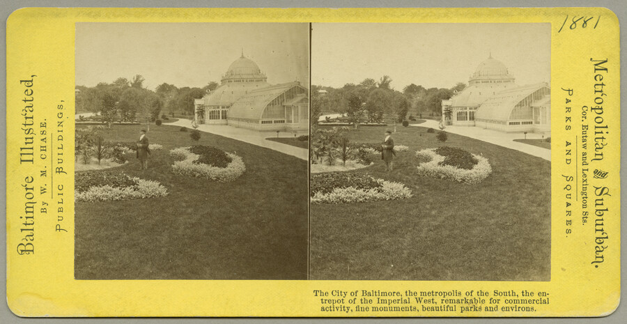 Stereoview of Patterson Park conservatory — 1881