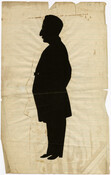 Positive cut full-length silhouette of David Henry Mordecai (1818-1890). Figure faces the left of the composition and wears a long coat with hand at hip. Verso transcription: David Henry Mordecai / of Charleston, S.C. / brother of Moses Cohen Mordecai
