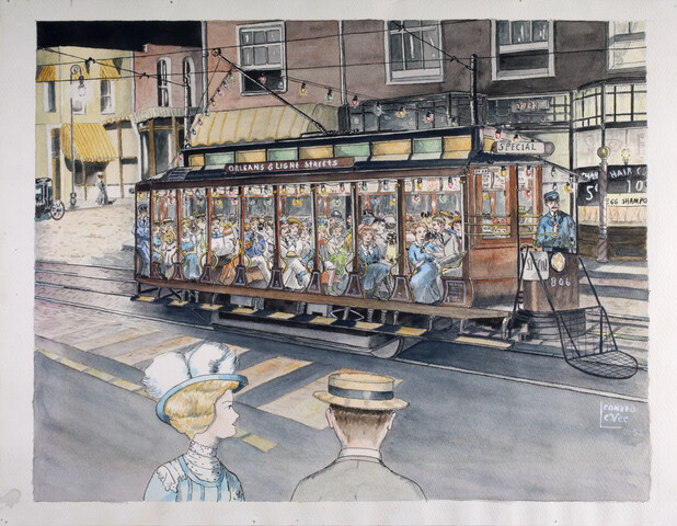 Trolley at Light and Orleans — 1952
