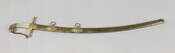 Confederate officer's saber with blued steel blade, etching, brass scabbard, and mother-of-pearl hilt. This pre-Civil War example was owned by James Edmonson Steuart (1871-1954), a grandson of Maryland militia commander and confederate General George Hume Steuart (1790-1867), and a major collector of Civil War relics. While the exact owner is unknown, this type of sword…
