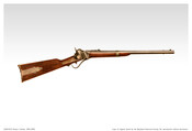 This Model 1853 Sharps Carbine, often nicknamed "Beecher's Bibles" or "John Brown Model", was used by abolitionist John Brown and his men during their 1859 raid on Harper's Ferry. In September 1856, the New England Emigrant Aid Company, a Boston-based anti-slavery immigrant transportation company, ordered 198 of these carbines, for use by anti slavery "Free-Soilers"…