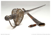 Germanic style sword and scabbard. Sword has boat-shell guard and rapier-colichemarde type blade. Taken from Banastre Tarleton (1754-1833), British light cavalry leader, by John Eager Howard (1752-1827) at the Battle of the Cowpens on January 17, 1781.