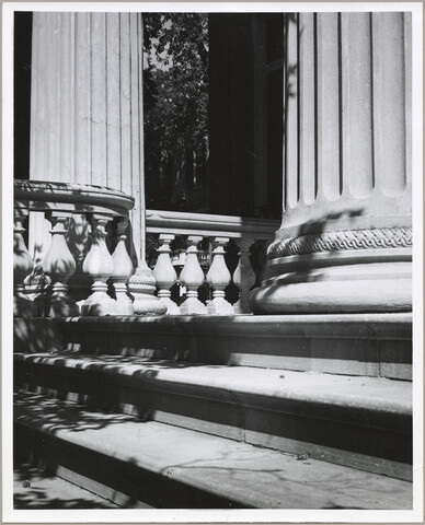 Exterior detail of Evergreen House columns — circa 1970