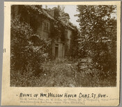 Ruins of William C. Wilson house at Charles Street and West Lake Avenue in Baltimore, Maryland. The house was located on the west side of Charles Street and the south side of Lake Avenue. A hand written note on the front of the print states: "Property now owned by Mrs. Douglas Gordon - now Mrs.…