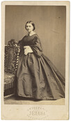 Portrait of Celeste Marguerite Louise Revillon, wife of railroad pioneer Thomas de Kay Winans. Verso transcription: 17th of May 185(?)3