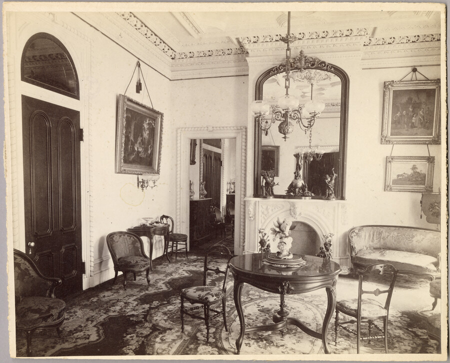 A sitting room in the original Guilford mansion, a home built by William McDonald after inheriting the land from his father General McDonald in 1850. Arunah S. Abell, founder of The Sun, purchased the property in 1872 and it remained in the Abell family until it was sold to the Guilford Company in 1907. The…