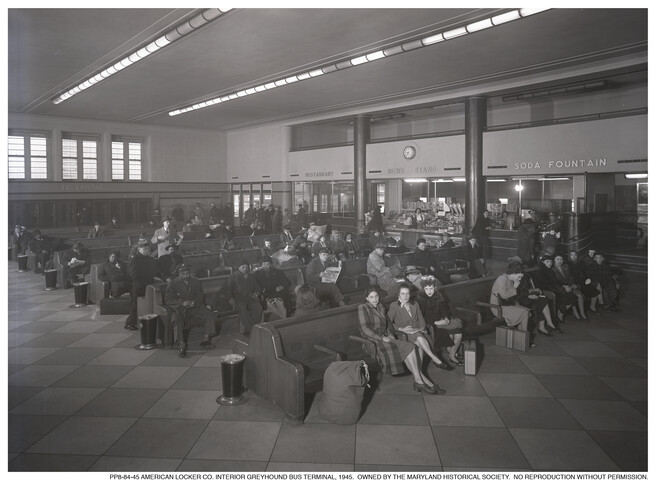 Greyhound bus terminal interior — 1945-02-19