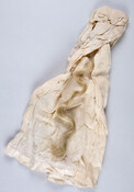 Lock of blonde hair cut from the head of Letizia Bonaparte (1750-1836), also known as Madame Mère, after her death. The hair is sewn into a muslin packet contained in an envelope dated "April 4, 1879."