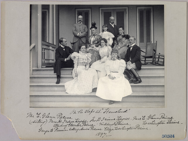 Group portrait of the Keysers and Perines at Homeland estate — 1897