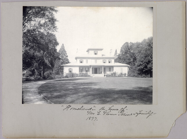 Exterior view of Homeland estate and grounds — 1897