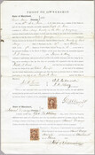 A "Proof of Ownership" form stating that Joseph H. Jones of Saint Mary's County, Maryland, "was the owner of Robert Jennifer (a man of African descent) at the time of his enlistment...in the 9th Regiment United States Colored Troops." The form is signed by Jones and two witnesses, J. J. Redman and James H. Alvey,…
