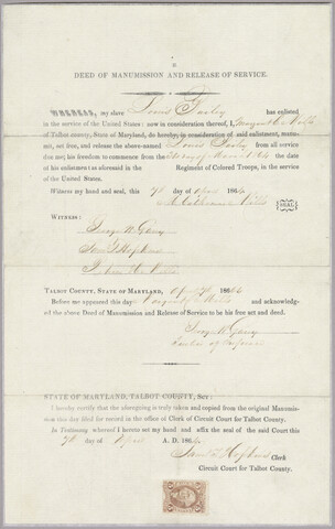 Manumission deed and release of service for Louis Bailey — 1861-03-03