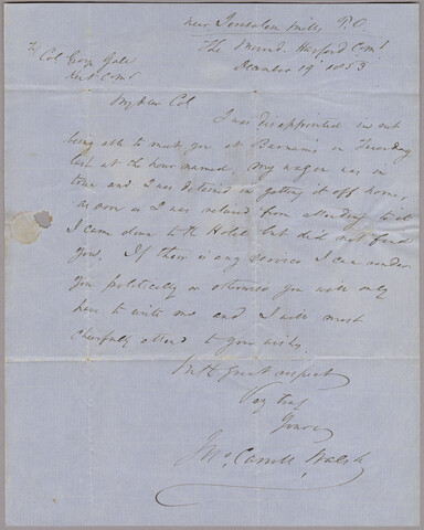 Letter from John Carroll Walsh to Colonel George Gale — 1853-12-19
