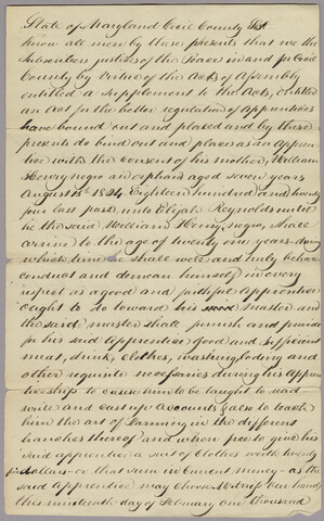 William Henry’s indenture to Elijah Reynolds — 1824-08-15