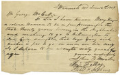 Recommendation for a permit for Mary Hazard, a free Black woman, to travel to Wilmington, Delaware, to see her daughter. The recommendation is addressed to Mr. George McCullen, and written by John B. Martin, Benjamin F. May, and John F. Stephen of Warnock, Maryland.