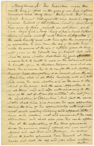 Indenture of Mary to James R. Reynolds — 1833-04-09