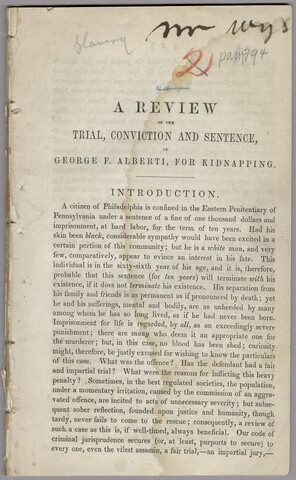 A review of the trial, conviction and sentence of George F. Alberti — 1851
