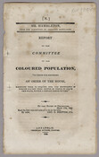 Pamphlet containing the report by the Committee on the Coloured Population explaining why the proposal to remove all free Black Marylanders within a specified time period is unrealistic and unjust.