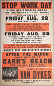 Poster encouraging African American voter registration in Maryland. It advertises "a big registration march on the county court house" in Annapolis, arranged by the Anne Arundel County Laymen's Corps. The poster also invites attendees to gather at Carr’s Beach after the march. Located just south of Annapolis, the beach was a popular Chesapeake Bay resort…