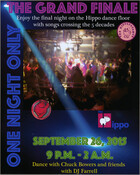 Flier announcing the final night of the venue Club Hippo located at the corner of Eager and North Charles Streets in the Mt. Vernon neighborhood of Baltimore, Maryland. Opened in 1972, and owned by Charles "Chuck" Bowers since 1978, the nightclub was a safe haven for members of Baltimore’s LGBTQ+ community for over 40 years…
