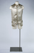 Ivory silk satin waistcoat embroidered at trim and pockets by Anne Brooke (b.1763). Worn by William Hammond Dorsey (1764-1819) at his wedding to Brooke in March of 1790.