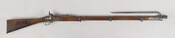 1853 Enfield Rifled Musket with a socket bayonet, engraved 37 488, attached to the end. Made by Potts & Hunt of England. The rifle belonged to one of the Moffett brothers (Edwin W. or William H.) of the 8th Maryland Volunteer Infantry Regiment during the Civil War.