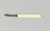 Medical scalpel with white ivory handle owned by General Richard N. Bowerman (1831-1920) during the Civil War. Bowerman served during the Civil War, first as a captain in the 11th New York Volunteer Infantry, then as colonel and commander of the 4th Maryland Volunteer Infantry. He was brevetted brigadier general, US Volunteers on April 1,…