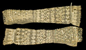Pair of ivory silk lace ladies' mitts embellished with sequins.