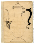 Drawn design for a double-bellied silver coffee pot.