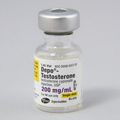 Depo-Testosterone 200mg single dose injectable testosterone bottle. Used by the donor during his transition from female to male.