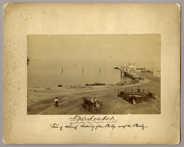 Tolchester, view of wharf looking from bridge across the road — circa 1883