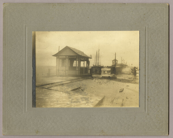 Tolchester pier after storm — circa 1915