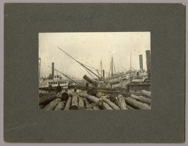 Sailboat ‘Hudson,’ partially sunken — circa 1910