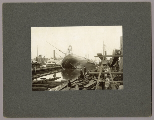 Rear view of the sunken sailboat ‘Hudson’ — circa 1910