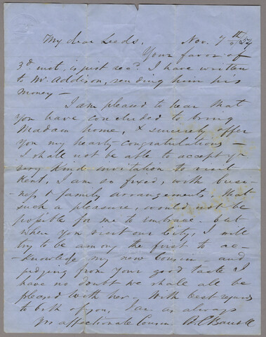 Letter to Leeds Barroll — 1854-11-07