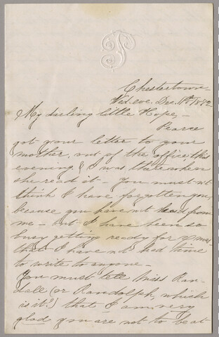 Cousin Minnie letter to Hopewell Barroll — 1872-12-11