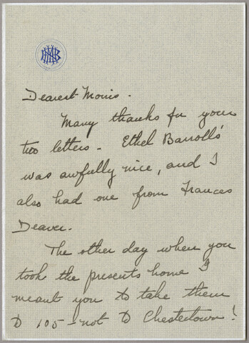 Margaret Barroll letter to Morris Barroll — 1928-06-13