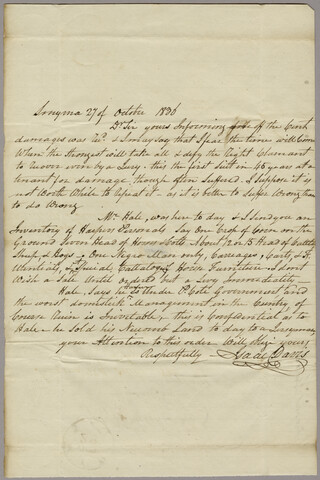 Isaac Davis letter to Joseph Wickes — 1830-10-27