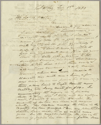 S.M. Grayson letter to Joseph Wickes — 1833-07-01