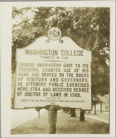 Washington College historical marker — undated