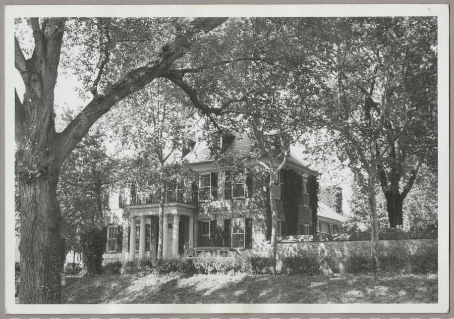 Front view of the Hynson-Ringgold House located in Chestertown, Maryland. Also known as The Abbey, it was built in 1743 for Dr. William Murray, who purchased the land from Nathaniel Hynson. Since 1950, the house has served as the official residence of the president of Washington College.