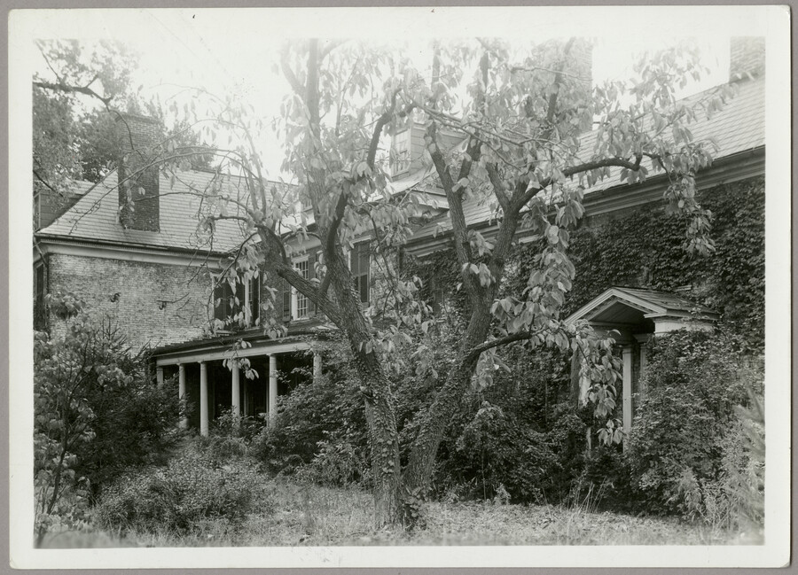 Rear view of the Hynson-Ringgold House located in Chestertown, Maryland. Also known as The Abbey, it was built in 1743 for Dr. William Murray, who purchased the land from Nathaniel Hynson. Since 1950, the house has served as the official residence of the president of Washington College.