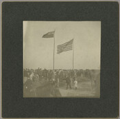 A large crowd gathered for the unveiling of the Caulk's Field Monument in Kent County, Maryland. Two large American flags fly above the crowd. Located on Caulk's Field Road between Fairlee and Tolchester, the monument was installed by local citizens in order to commemorate the Battle of Caulk's Field. This battle was fought during the…