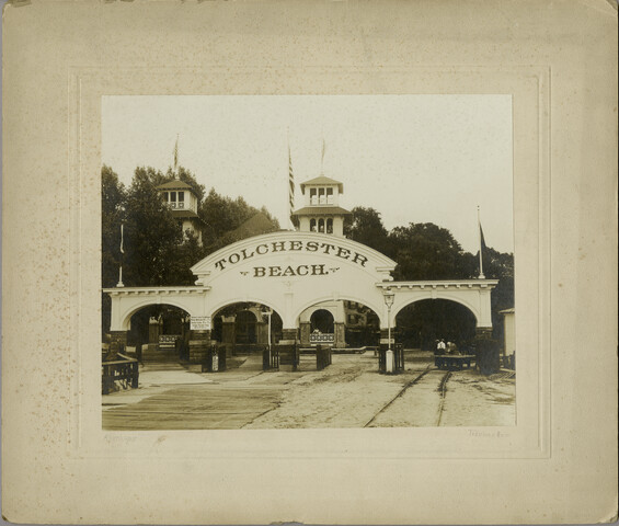 Tolchester Beach Amusement Park archway — circa 1910