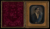 Daguerreotype portrait of Caroline Augusta Tyler (1829-), wife of John W. Tyler (1827-) of Norfolk, Virginia. Their children included: Samuel (1848-); Mary (1850-); John (1853-); William (1855-); Louis (1857-); Sarah (1859-); Joseph (1861-); Louisa (1863-); and Thomas (1864-).